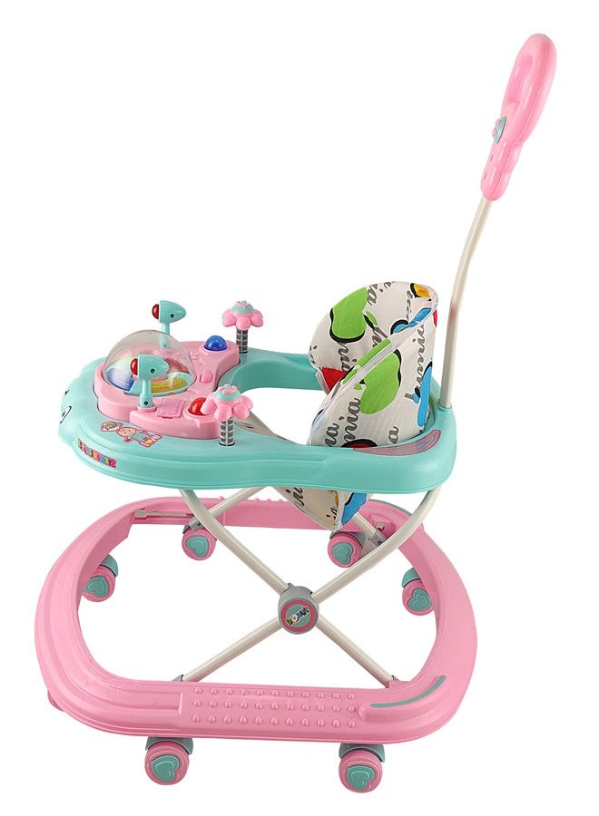 JoyRide ABC Donut Baby Walker, 8 Wheels | Light-Weight Kids Walker for Babies | Soft Thick Cushioned Seat (Pink) - Image 4