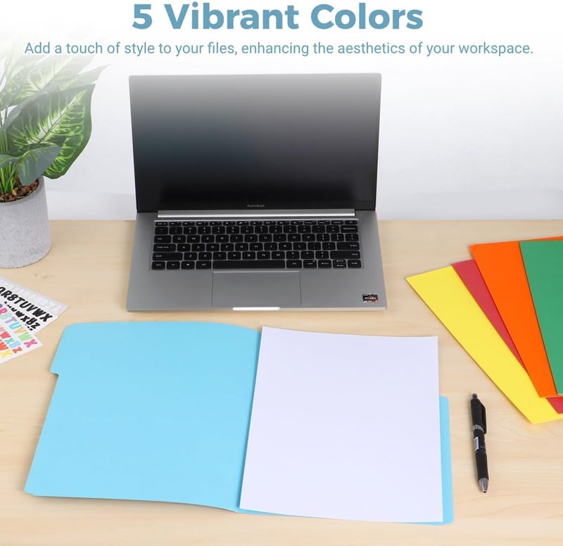 50 Pcs File Folders with End Tab & 3 Self-Adhesive Tabs, 11.6 X 9.5 Inch File Organizers, 5 Color Options for Easy Organization - Image 3