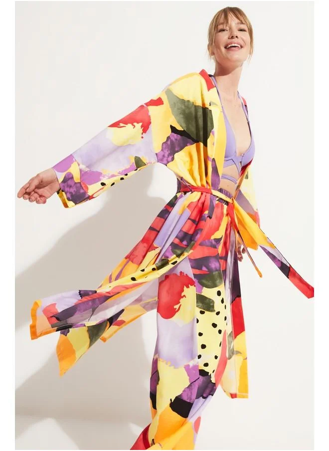 JUNE June Patterned Kimono Set Fuchsia