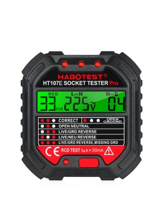 GFCI Outlet Tester with Voltage Display 90-250V Socket Tester Automatic Electric Circuit Polarity Voltage Detector Breaker Finder HT107E - pzsku/ZF6B462C81C247499D849Z/45/_/1706861439/e750553e-5c8a-4a26-bd6e-d9887af8e483