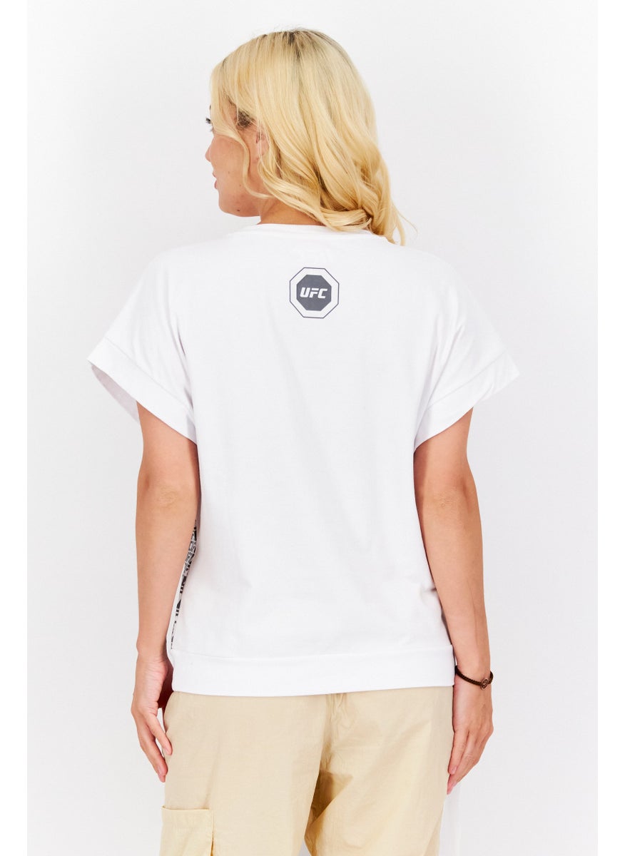 Ufc Women Round Neck Cap Sleeve Printed T-Shirt, White Combo  - Image 2