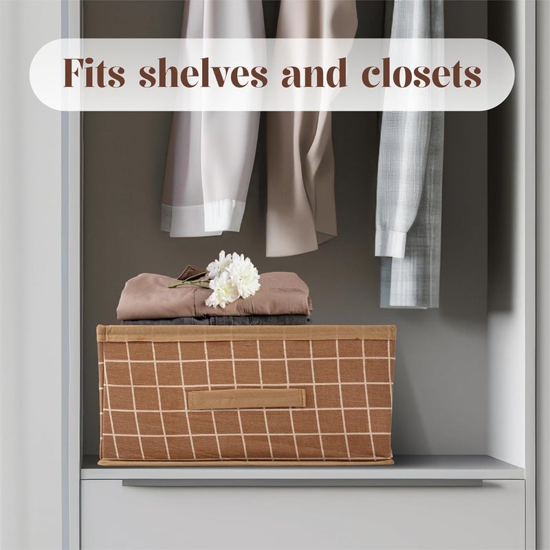 Kuber Industries Pack of 6 Foldable Multipurpose Cloth Organizer for Storage with Drawing Handle Durable Organisers Storage Box for ClothesToys Printed Beige Sky Blue - Image 2