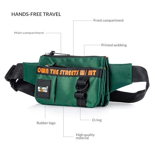 MONKEY TROOPERS Pockstar Waist Bag, Crossbody, Chest Bag for Men Women Girls Boys, Lightweight, Durable, Travel, Hikking, Casual, Dailyuse, Water Resistant (Dark Green) - Image 2