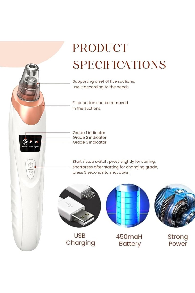 Fine Productions Blackhead Remover Vacuum Pore Cleaner Electric Pore Cleaner for Acne USB Rechargeable - Image 2