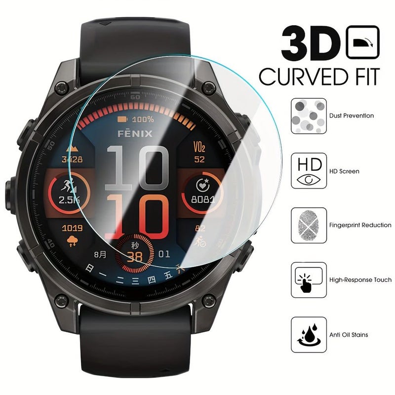 واقي شاشة من الزجاج المقسى 9H المضاد للخدش لساعة Garmin Fenix 7S Pro - Image 2