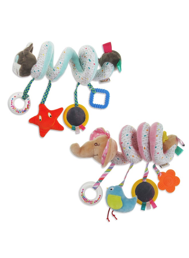 Infant Toddler Animal Car Toy Bell Safety Mirror Hanging Plush Doll Bed Hanging Toy-Color:Elephant - Image 2