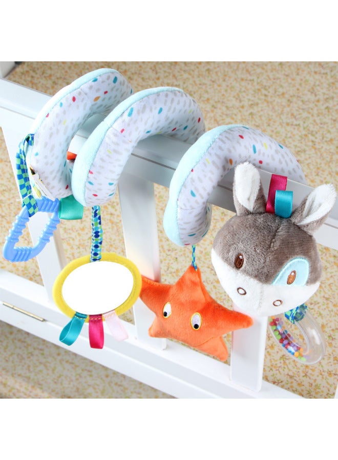 Infant Toddler Animal Car Toy Bell Safety Mirror Hanging Plush Doll Bed Hanging Toy-Color:Elephant - Image 3