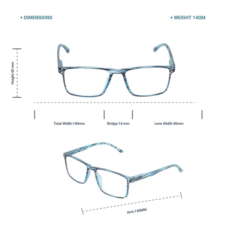 Lens+ Lensplus Square TR Full Rim Eyeglasses with Blue Cut Lightweight Unisex Eyewear for Men & Women | Stylish Computer & Daily Use Frame - Image 3
