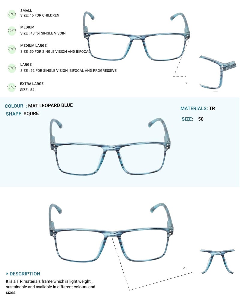 Lens+ Lensplus Square TR Full Rim Eyeglasses with Blue Cut Lightweight Unisex Eyewear for Men & Women | Stylish Computer & Daily Use Frame - Image 4