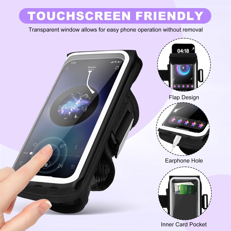 Kebrela Running Armband for Phone, Adjustable Reflective Sports Wristband & Forearm Band for iPhone 17/16/15/14/13 Pro Max Samsung Galaxy S23/S22, up to 7", Secure Fitness Phone Holder for Men Women - Image 4