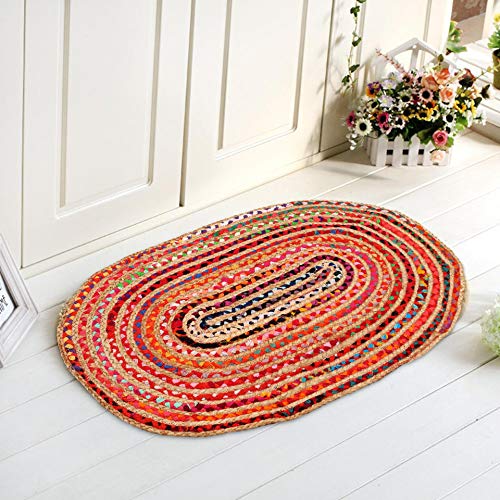 Goroly Home Jute Cotton Multi Chindi Braided Rug 2x3 Feet -Multi Color, Farmhouse Rustic Natual Look Jute Burlap Reversible Rag Rug for Living Room, Entryway, Kitchen, Bedside - 24x36 inches - Image 4