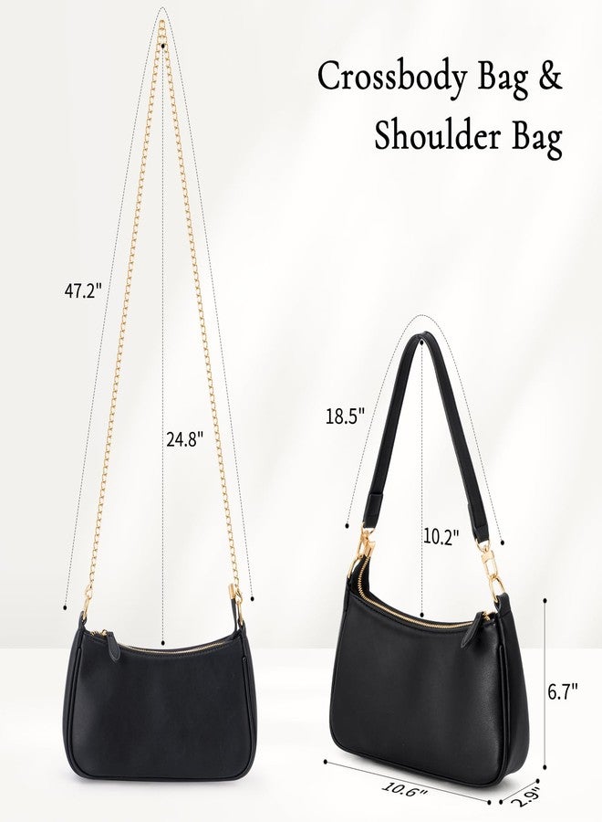 Uygafly Purses for Women Shoulder Bag and Handbags,Small Leather Purse with Removable Straps - Black - Image 5