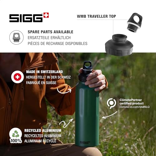 SIGG - Aluminum Sports Water Bottle - WMB Traveller Black - ClimatePartner Certified - Suitable for Carbonated Beverages - Leakproof - Lightweight - BPA Free - 51 Oz - Image 4