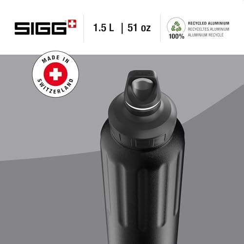 SIGG - Aluminum Sports Water Bottle - WMB Traveller Black - ClimatePartner Certified - Suitable for Carbonated Beverages - Leakproof - Lightweight - BPA Free - 51 Oz - Image 2