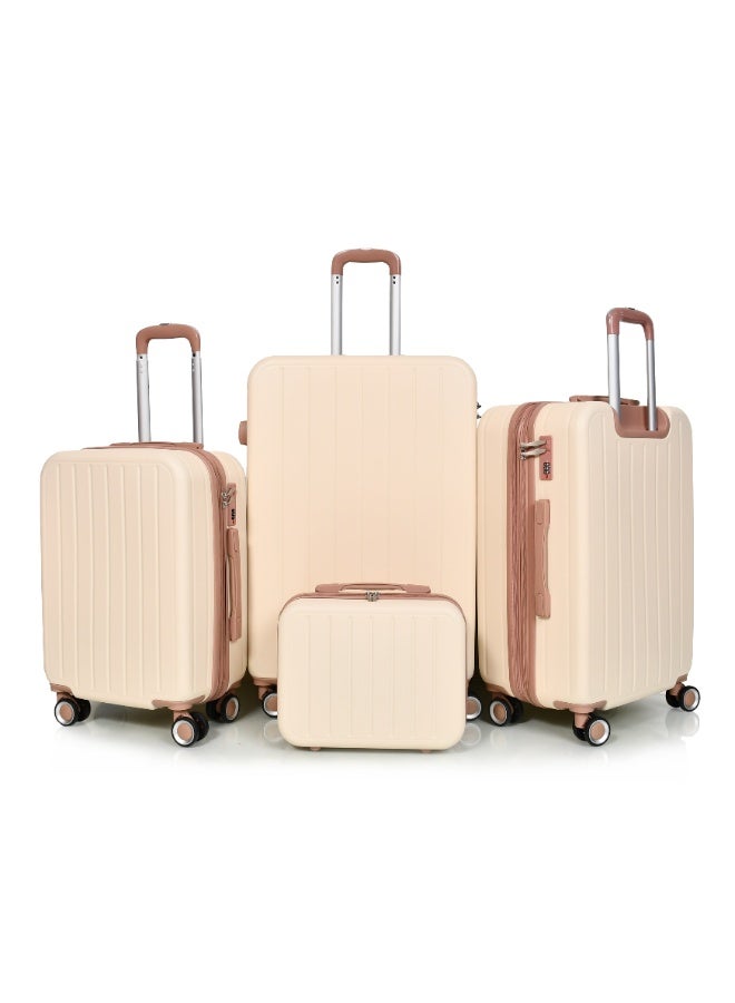 مورانو طقم شنط سفر من مورانو للنساء من 4 قطع مقاس 28''-24''-20''-14'' بيج وكاكي - Image 2