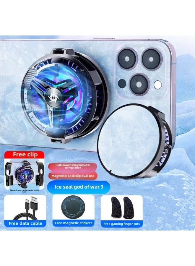 Tablet Phone Radiator Magnetic Semiconductor Refrigeration Cooling Back Clip Ultra-quiet Ice For Apple Black Shark-Color:Magnetic Suction--universal Mobile Phones And Tablets★Black Regular Style + Free Finger Cots  - Image 1