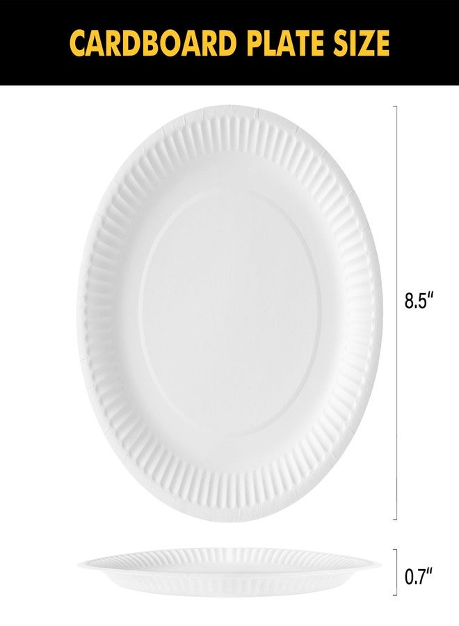 RACETOP Disposable Paper Plates 8.5 Inch [300 Count], White Uncoated Plates for Party, 8.5" Paper Plate Bulk - Image 3