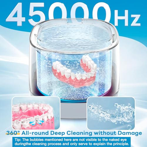 Exluvon Ultrasonic Retainer Cleaner 45kHz, 250ML Portable Ultrasonic Cleaner, Professional Retainer Cleaner Machine for Dentures, Mouth Guard, Aligner and Jewelry - Image 2