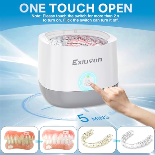 Exluvon Ultrasonic Retainer Cleaner 45kHz, 250ML Portable Ultrasonic Cleaner, Professional Retainer Cleaner Machine for Dentures, Mouth Guard, Aligner and Jewelry - Image 3