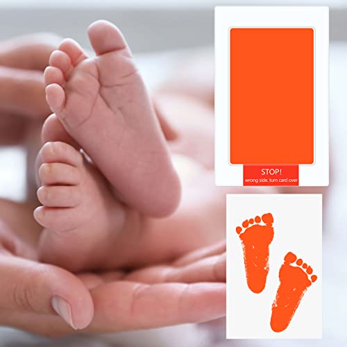 Jexine 30 Pcs Baby Inkless Handprint and Footprint Kit Pet Paw Print Stamp Kit Includes 10 Colors Safe Clean Touch Ink Pad and 20 Card for Newborn Registry Pets Family Printing - Image 5