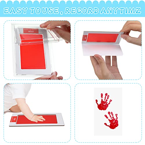 Jexine 30 Pcs Baby Inkless Handprint and Footprint Kit Pet Paw Print Stamp Kit Includes 10 Colors Safe Clean Touch Ink Pad and 20 Card for Newborn Registry Pets Family Printing - Image 4