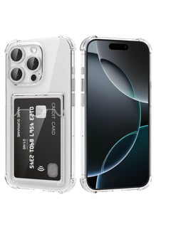 Generic Case for iPhone 16 Pro with Card Holder Transparent Crystal TPU Silicone Protective Case Scratch-Resistant Mobile Phone Case Plastic Case  - Image 1