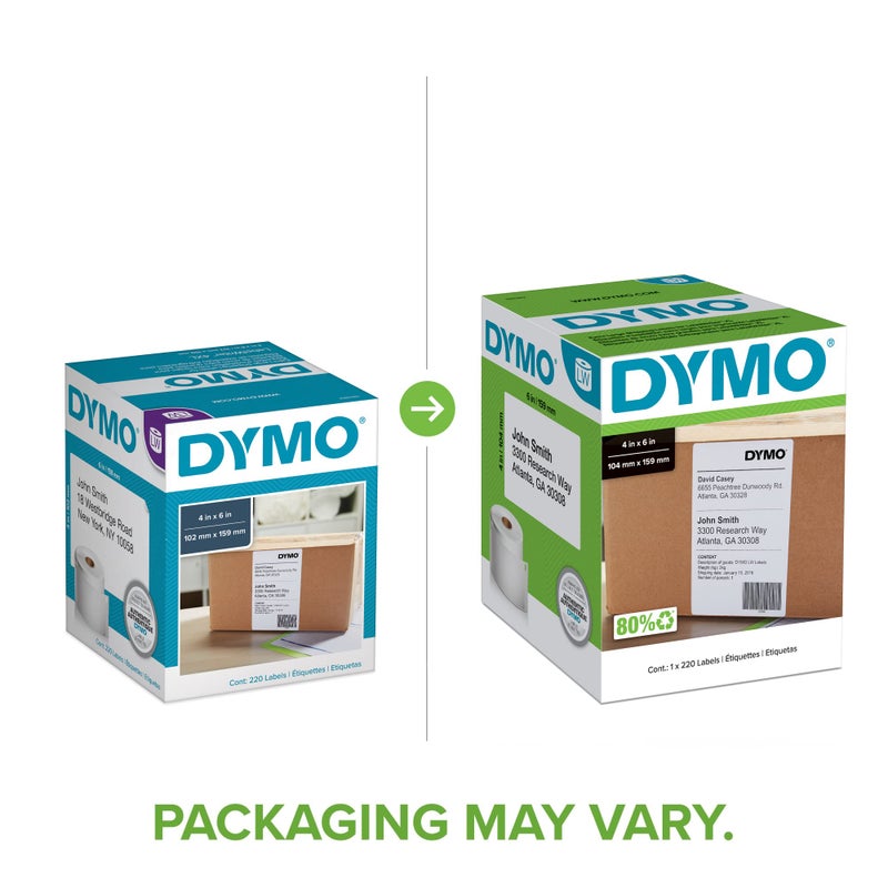 DYMO Authentic LW Extra-Large Shipping Labels DYMO Labels for LabelWriter 5XL and 4XL Label Printers Only White 4" x 6" 1 Roll of 220 - Image 3