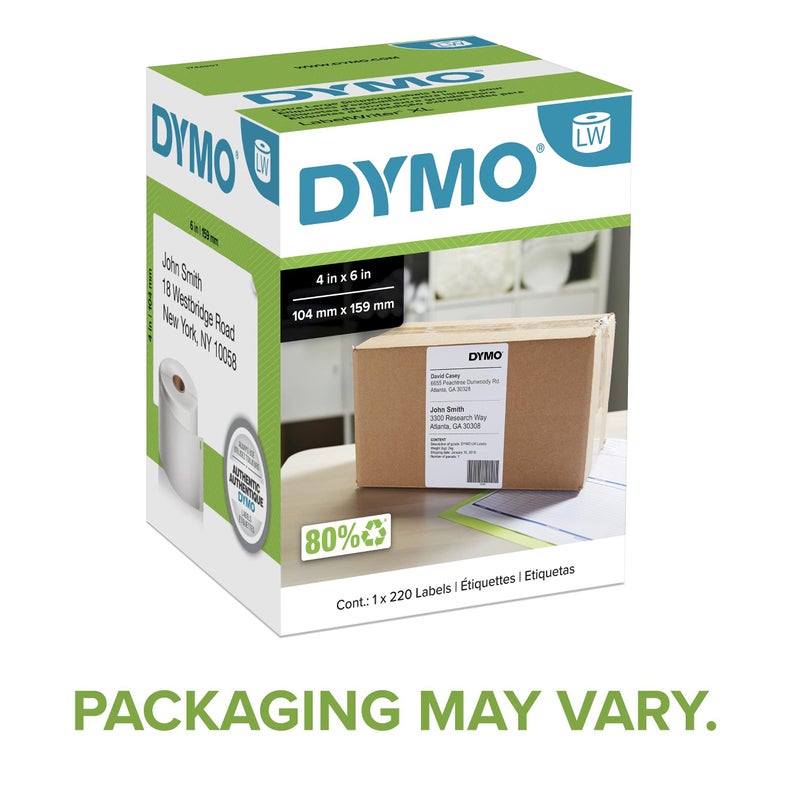 DYMO Authentic LW Extra-Large Shipping Labels DYMO Labels for LabelWriter 5XL and 4XL Label Printers Only White 4" x 6" 1 Roll of 220 - Image 2