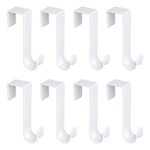 NewTalent 8 Pcs Plastic Over The Door Hooks (White), Over-The-Door Hanger Hook Set - Image 1
