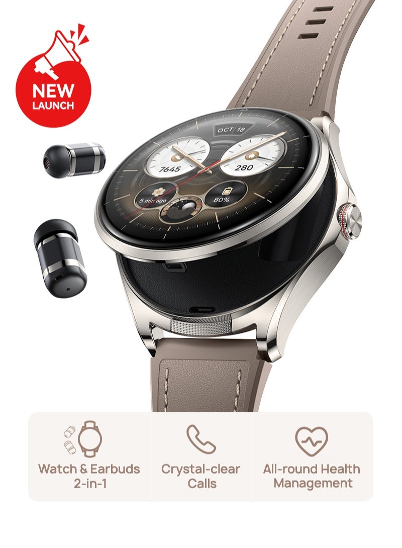 HUAWEI WATCH Buds 2 Smartwatch, and Earbuds 2-in-1, Health Insight, HRV, Sleep Tracking, Titanium, 3000 nits, Clear Calls, 3-day battery, Android-iOS, brown - Image 1