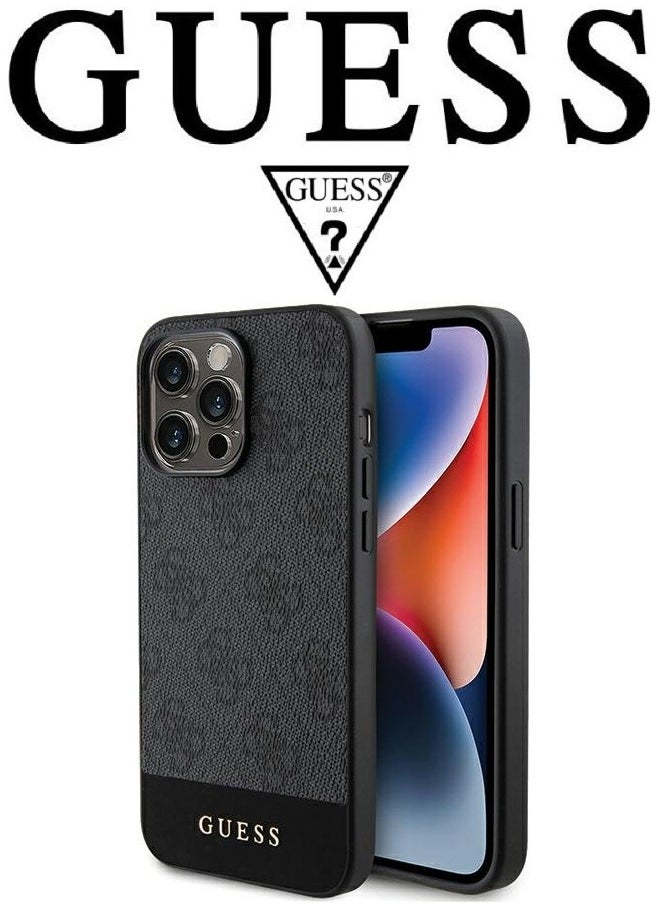CG MOBILE IPhone 14 Pro Max cover, iphone 14 pro max case with  french design, cover iphone 14 pro max with a logo and a leather design approved by the global brand Guess. From CG-MOBILE. In Black  - Image 1