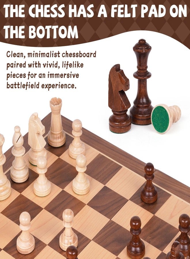 Kvintes Large 17-Inch Wooden Chess Set – Folding Chess Board with Solid Wood Pieces, Oversized 3.5” King, Two Extra Queens, Premium Gift Chess Set for Adults Classic Strategy Game - Image 5