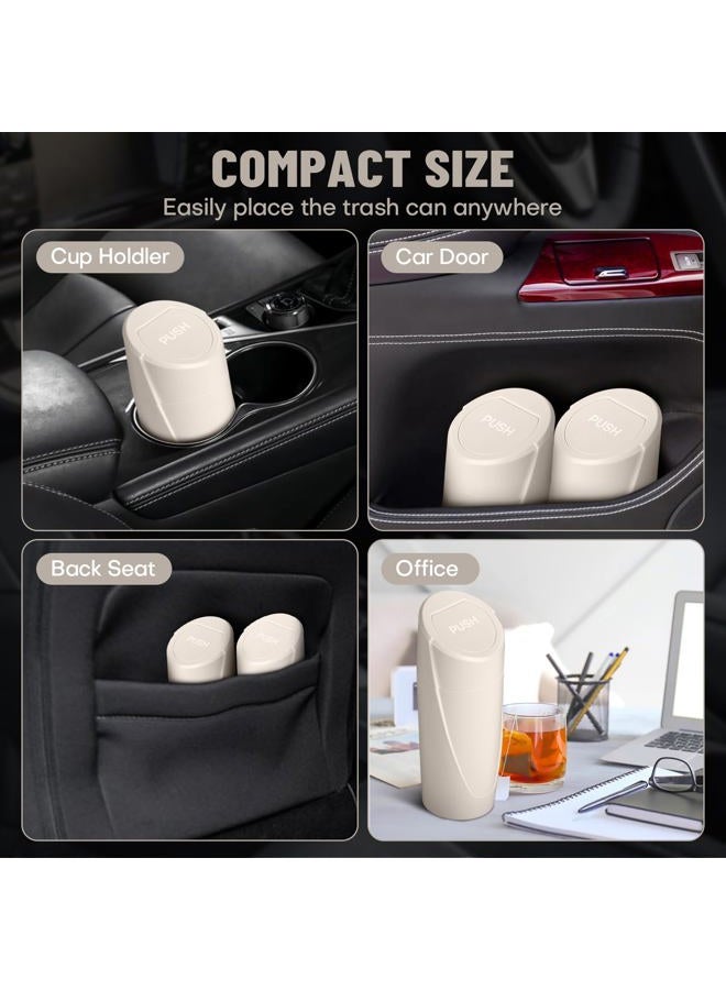 SGLRT Car Trash Can Bin with Lid - 2 Packs Car Garbage Can Cup Holder-Light Beige Mini Leakproof Vehicle Garbage Bin with 40pcs Trash Bags-Automotive Organizers and Storage for Front Back Seat Accessories - Image 3