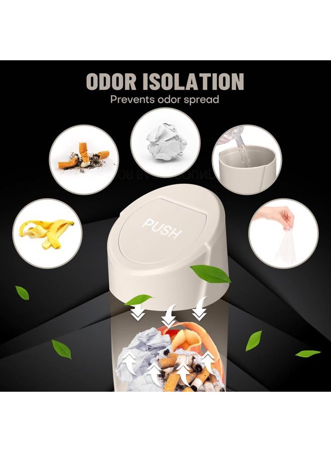 SGLRT Car Trash Can Bin with Lid - 2 Packs Car Garbage Can Cup Holder-Light Beige Mini Leakproof Vehicle Garbage Bin with 40pcs Trash Bags-Automotive Organizers and Storage for Front Back Seat Accessories - Image 4