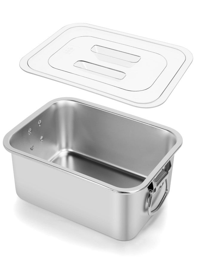 VAlinks Lasagna Pan with Transparent Lid and Handles 4 Inch Extra Deep 7.4 QT Large Stainless Steel Nonstick Deep Baking Pan for Lasagna Casserole Dishes Brownie Sourdough Bread （14x10.6x4 Inch) - Image 1