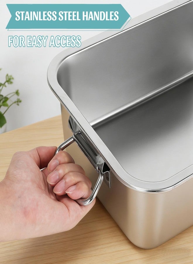 VAlinks Lasagna Pan with Transparent Lid and Handles 4 Inch Extra Deep 7.4 QT Large Stainless Steel Nonstick Deep Baking Pan for Lasagna Casserole Dishes Brownie Sourdough Bread （14x10.6x4 Inch) - Image 4