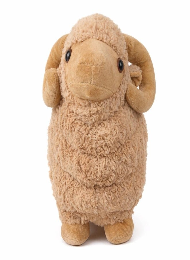 DTR Creation Soft Plush Ram Toy for Kids | Cute Sheep Stuffed Animal with Curly Fur & Horn Design | Lightweight & Kid Friendly | Perfect for Play, Hugging & Room Décor (Brown, 38 cm) - Image 5