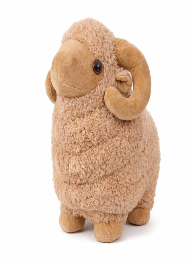 DTR Creation Soft Plush Ram Toy for Kids | Cute Sheep Stuffed Animal with Curly Fur & Horn Design | Lightweight & Kid Friendly | Perfect for Play, Hugging & Room Décor (Brown, 38 cm) - Image 1