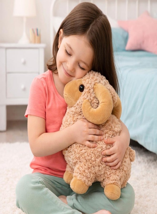 DTR Creation Soft Plush Ram Toy for Kids | Cute Sheep Stuffed Animal with Curly Fur & Horn Design | Lightweight & Kid Friendly | Perfect for Play, Hugging & Room Décor (Brown, 38 cm) - Image 3