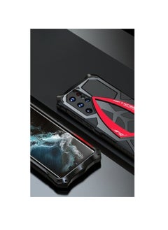 General Metal Case for Samsung Galaxy S22 Ultra, Military Aluminum Metal Shockproof Case Full Body Protection Heavy Duty Armor Hard Case (Black Red)  - Image 5