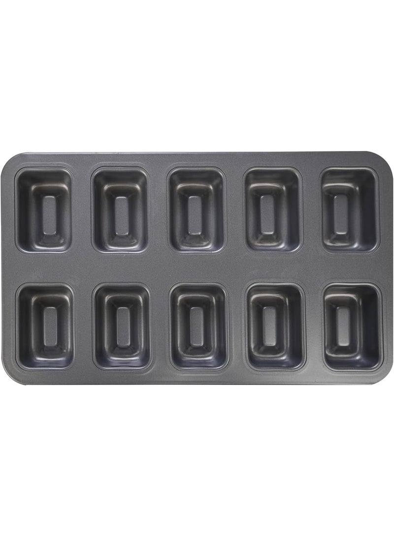 Soofam 10 Cup Financier Cake Baking Pan Mini Brownie Bite Square Muffin Cupcake Small Banana Bread Loaf Meatloaf Cornbread Nonstick Madeleine Cookie All Edge Only Corner Individual Tin Tray Mold - Image 1