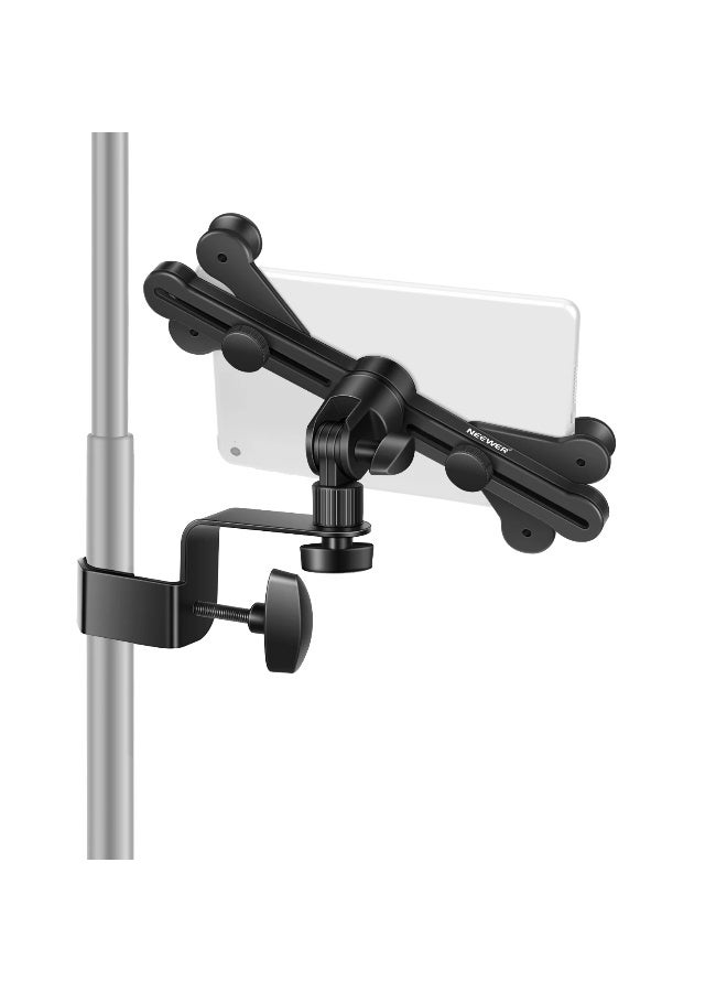 NEEWER Tablet Clamp Holder for iPad/Tablet 6''–11'', Adjustable Viewing Angle, Metal & Plastic Mount for Microphone/Music Stand – Ideal iPad/Tablet Mount for Musicians & Creators - Image 1
