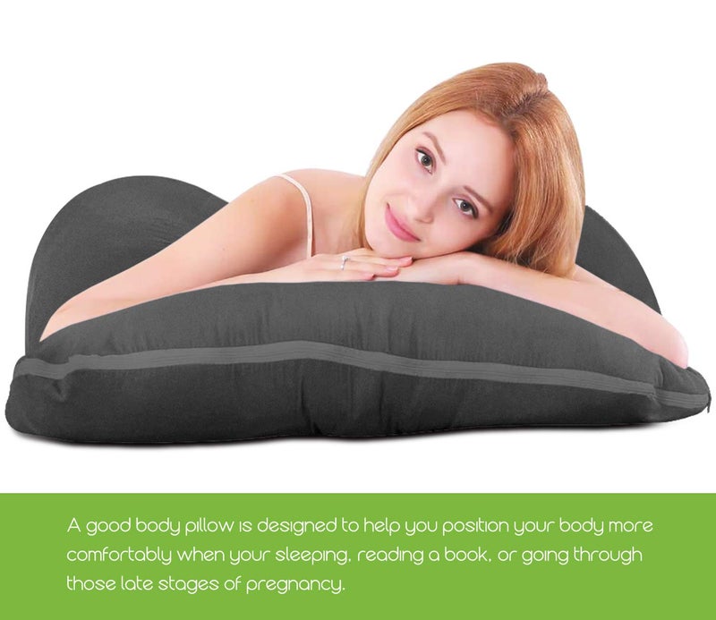 COSMOPLUS 𝐏𝐫𝐞𝐠𝐧𝐚𝐧𝐜𝐲 𝐏𝐢𝐥𝐥𝐨𝐰 𝐂𝐨𝐯𝐞𝐫 U Shaped Full Body Pillow Case 𝐂𝐨𝐯𝐞𝐫 for Maternity,Stretchy Cool Breathable Jersey Fabric, Provides Sleep and Pregnancy Support,Heather Grey - Image 4