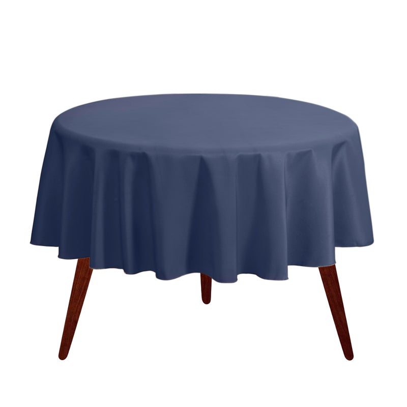 Gee Di Moda Round Tablecloth - 70 Inch Navy Blue Round Table Cloth for 24 to 48 Inch Round Tables - Heavy Duty Washable Fabric - for Buffet Table, Holiday Party, Dinner, Wedding & Baby Shower - Image 1