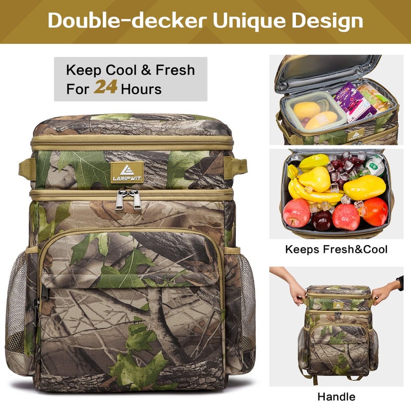 Laripwit 54 Cans Backpack Cooler Insulated Leak-Proof Camo Cooler Backpack Double Deck Lunch Backpack for Men Women - Perfect Tactical Soft Cooler Bag for Camping, Picnic, Beach, Hiking - Image 4
