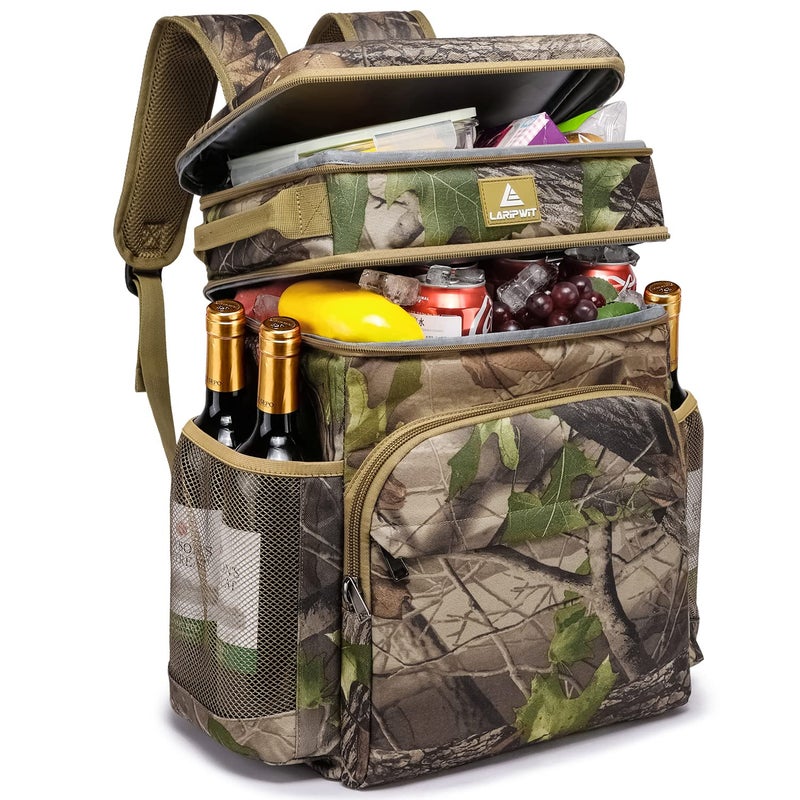 Laripwit 54 Cans Backpack Cooler Insulated Leak-Proof Camo Cooler Backpack Double Deck Lunch Backpack for Men Women - Perfect Tactical Soft Cooler Bag for Camping, Picnic, Beach, Hiking - Image 1