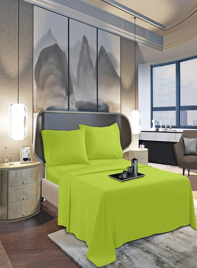 Mocassi King Sheet Set - Luxury Hotel 1800 Premier Bedding Sheets & Pillowcases - Ultra Soft Breathable & Cooling Bed Sheets - Deep Pocket - Wrinkle Resistant - 4 Piece Set - King, Lime - Image 3