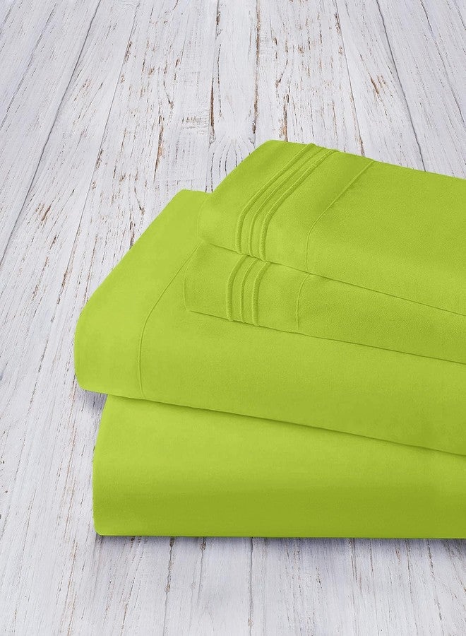 Mocassi King Sheet Set - Luxury Hotel 1800 Premier Bedding Sheets & Pillowcases - Ultra Soft Breathable & Cooling Bed Sheets - Deep Pocket - Wrinkle Resistant - 4 Piece Set - King, Lime - Image 4