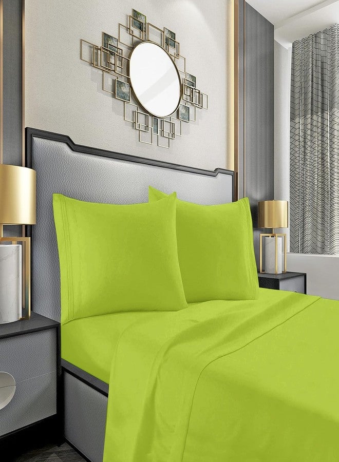 Mocassi King Sheet Set - Luxury Hotel 1800 Premier Bedding Sheets & Pillowcases - Ultra Soft Breathable & Cooling Bed Sheets - Deep Pocket - Wrinkle Resistant - 4 Piece Set - King, Lime - Image 1