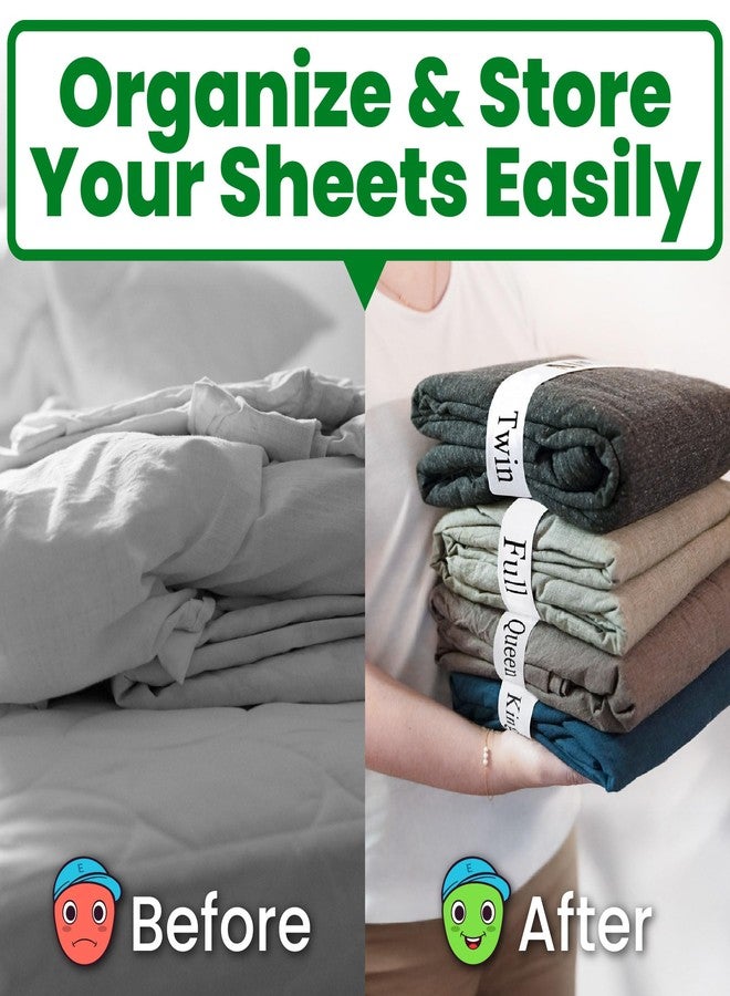 ECOHomes Bed Sheet Organizer and Storage Size Label Bands | Bed Sheets Set Organizers for Linen Closet Organization - Elastic Bedding Band Labels for Organizing Bedsheet (Full 4PCs Pack | Simple) - Image 2
